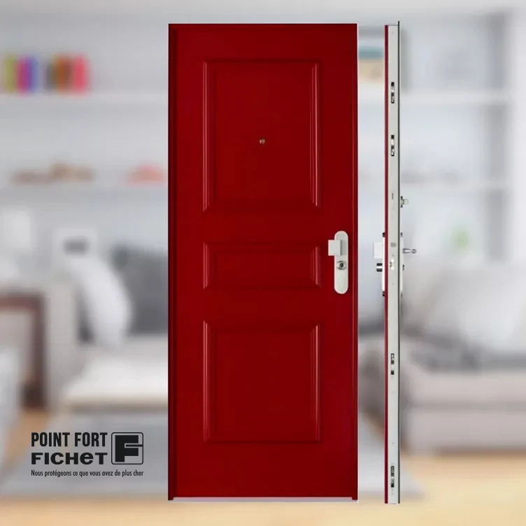 Porte blindée Fichet Foxeo rouge, gamme Point Fort Fichet