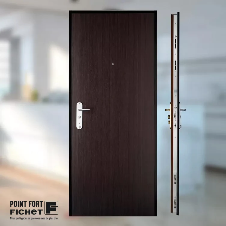 Porte blindée Fichet Spheris wengé, gamme Point Fort Fichet